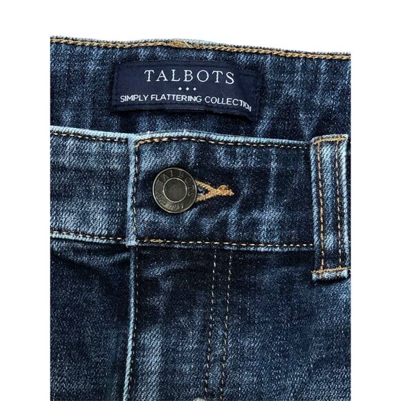 Talbots Bermuda Jean Shorts Dark Wash Womens 34" Waist Distressed Simply Flatter - Picture 3 of 7